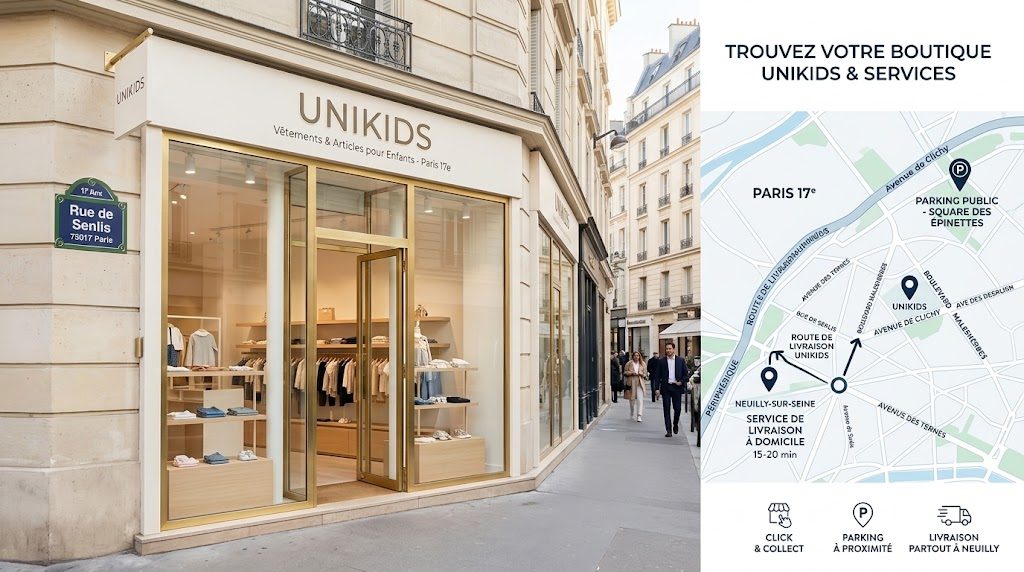 Trouvez votre boutique Unikids – Paris 17e, carte, parking, livraison
