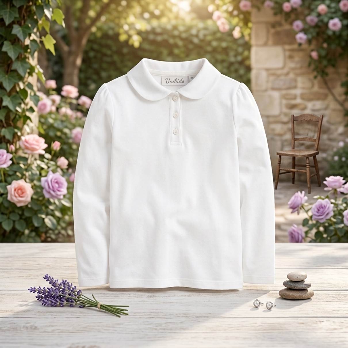 Polo manches longues blanc